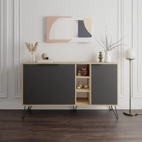 Komoda Houseland CLARA 142 cm dub přírodní/antracit