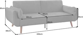 Dizajnová rozkladacia pohovka Amiyah 220 cm sivý zamat