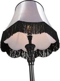 Stojaca lampa čierna s tienidlom Granny čierna so sivou - Classico