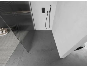 Mexen Kioto, sprchová zástena Walk-In 80 x 200 cm, 8mm sklo s rebrovým vzorom, grafitový profil, 800-080-101-95-09