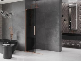 Mexen Velar L, posuvná sprchová zástena Walk-in 100 x 200 cm, 8mm šedé sklo, medená matná, 871-100-003-43-65