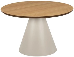 BOSCO Prírodný dub / béžová noha (Kašmír) – OKRÚHLY KÁVOVÝ STOLÍK 65 cm, KONFERENČNÝ STOLÍK DO OBÝVAČKY, DYHA