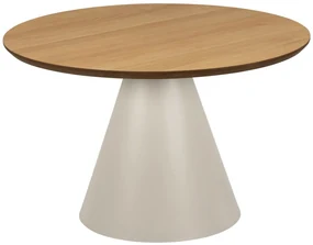 BOSCO Prírodný dub / béžová noha (Kašmír) – OKRÚHLY KÁVOVÝ STOLÍK 65 cm, KONFERENČNÝ STOLÍK DO OBÝVAČKY, DYHA