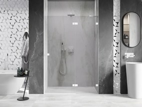 Mexen, Mexen Lunar pravé otočné sprchové dvere 130 cm, transparentné, biele - 834-130-000-20-00-P