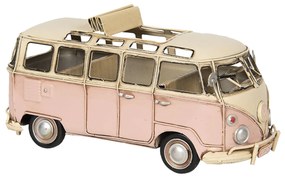 Kovový model retro ružového autobusu Volkswagen - 26 * 11 * 13 cm