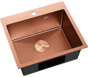 Mexen Solix, 1-komorový nerezový drez 500 x 450 mm, brúsená meď, vzor voština, 6402501000-65HC