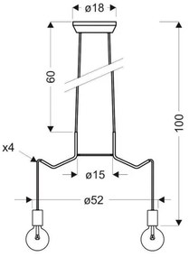 Luster na lanku BASSO 4xE27/40W/230V biela