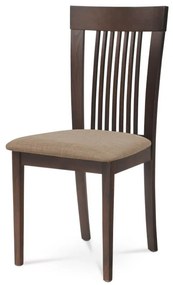 Drevená stolička vo farbe orech čalúnená látkou