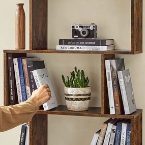 Vasagle Polica/regál na knihy PRESTON, 70x24x190,5cm, hnedá