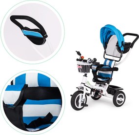 ECOTOYS detský trojkolový bicykel otočné sedadlo 360° odnímateľná strieška, gumené kolesá