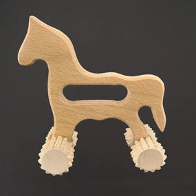 AMADEA Drevená masážna pomôcka koník, masívne drevo, 15 cm