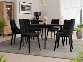 Rozkladací stôl Botiler 140x80 so 6 stoličkami ST97 07, Farby: čierny, Potah: Magic Velvet 2219 Mirjan24 5903211162909