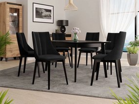 Rozkladací stôl Botiler 140x80 so 6 stoličkami ST97 07, Farby: natura, Farby: čierny, Potah: Magic Velvet 2258