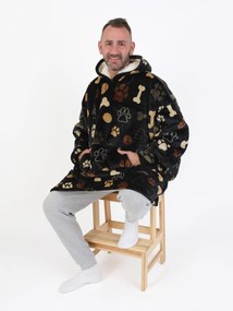 Baránková mikina mikroplyš – Psie labky čiernej veľkosť L