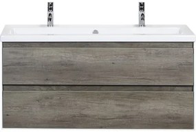 Kúpeľňový nábytkový set Evora 120 cm s keramickým umývadlom 2 otvormi na kohúty dub Nebraska