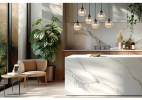 Závesné svietidlo Costa, 6x medové sklenené tienidlo, b