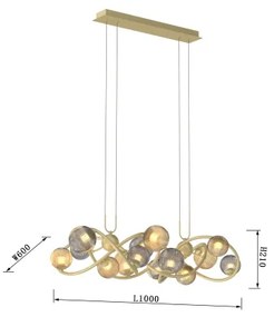 Wofi 7015-1404 - LED Luster na lanku METZ 14xG9/3,5W/230V zlatá/šedá