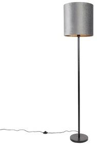 Moderná stojaca lampa čierna odtieň sivá 40 cm - Simplo