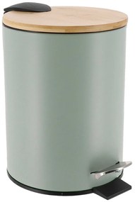 TENDANCE Odpadkový kôš Timeless, zelená/s drevenými prvkami, 2,5 l