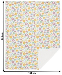 Obojstranná baránková deka Ardle Typ 1 150x200 cm - smotanová / vzor kvety