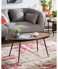 Čierny konferenčný stolík s doskou v orechovom dekore Kave Home Kamelia