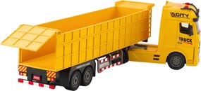LEAN Toys Prepravný kamión so zdvíhacím návesom, svetlá, zvuky, žltý