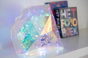 Kúzelná LED dekorácia v tvare diamantu Dúhová strieborná J-line – 25*25*30 cm