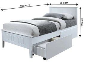 Jednolôžková posteľ s roštom Midea 90x200 cm - biela