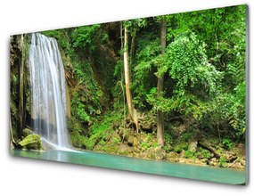 Sklenený obklad Do kuchyne Vodopád les príroda 100x50 cm