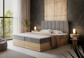 Čalúnená drevená manželská posteľ s matracom MALIA 160 x 200 cm