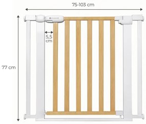 KINDERKRAFT - Bezpečnostná zábrana LOCK&amp;GO 75-103 cm borovica