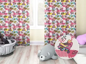 Biante Detský bavlnený záves Sandra SA-604 Ružový retro štýl 150x180 cm