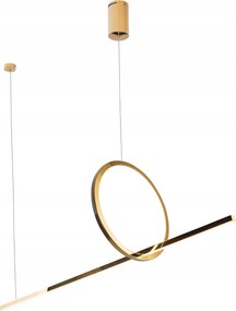 Zlatá lampa Lausanne s Led trámom a kruhom nad jedálenským stolom