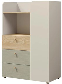 Komoda Yuki 7 eukalyptus/Sivá béžová/Olejovaný dub