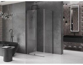 Mexen Velar L, sprchový kút s posuvnými dverami 120 x 80 cm, 8mm číre sklo, grafit brúsený, 871-120-080-03-66