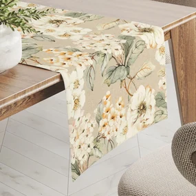 Biante Dekoračný behúň na stôl PML-106 Maľované kvety na béžovom 35x140 cm