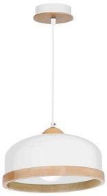Závesné svietidlo Studio, 1x drevené/biele kovové tienidlo, (fi 32cm), w/br