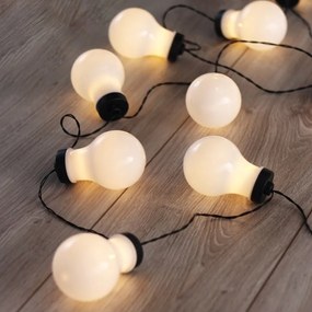 Čierna LED svetelná reťaz v tvare žiaroviek DecoKing Bulb, 10 svetielok, dĺžka 2,2 m