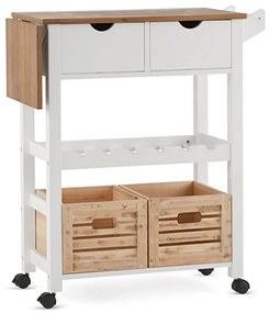 Servírovací stolík na kolieskach Passat - biela / prírodná