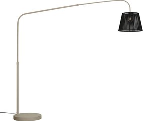 Japandi vonkajšia stojaca lampa béžová s čiernym lanovým tienidlom IP44 - Arc Jayla