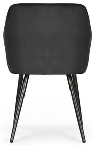 Sada dvoch jedálenských stoličiek ESTELLE zamatové, čierne / čierne nohy (2 ks)