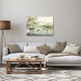Sklenený obraz - Čínske jazero (70x50 cm)
