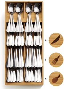 Organizér na príbory, príborník JOSEPH, 50 % úspora miesta, bambus 38 x 17,5 x 6 cm