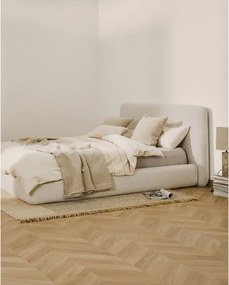 Béžová čalúnená dvojlôžková posteľ bez roštu 180x200 cm Martina – Kave Home
