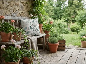 Bavlnená obliečka na vankúš LEAFBIRD POLY 45x45 cm, bielo-zelená