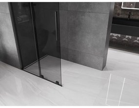 Mexen Velar L, posuvná sprchová zástena Walk-in 110 x 200 cm, 8mm šedé sklo, čierna matná, 871-110-003-43-70