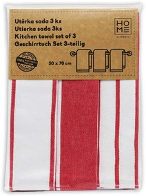 HOME ELEMENTS Súprava utierok z egyptskej bavlny 50*70 cm, 3 ks, Pruhy červené