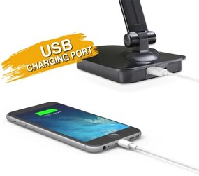 ONLI - LED Stmievateľná stolná lampa s USB portom DESKI LED/7W/230V 4000K čierna