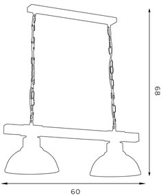 Luster na reťazi HAKON 2xE27/60W/230V patina