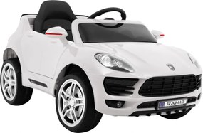Ramiz Turbo-S batériové auto pre deti Biele + Diaľkové ovládanie + Pomalý štart + EVA kolesá + MP3 rádio